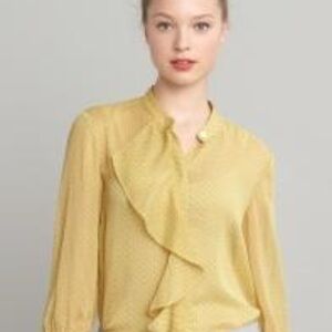 Banana Republic Yellow Ruffled 3/4 Sleeve Blouse